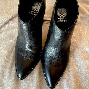 Black leather booties